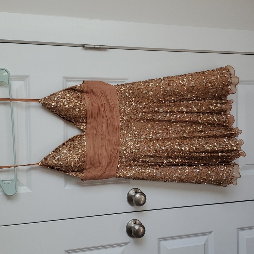 Scala Sparkle Gold Prom/Homecoming Formal Dress in Size Small EUC